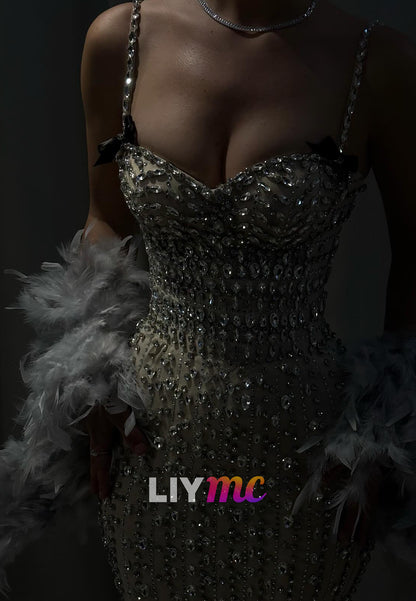 Sweetheart Straps Beaded Mermaid Evening Dress