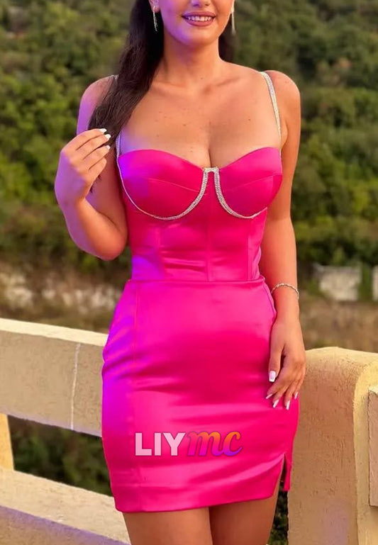 Sweetheart Straps Fitted Sheath Party Homecoming Dress