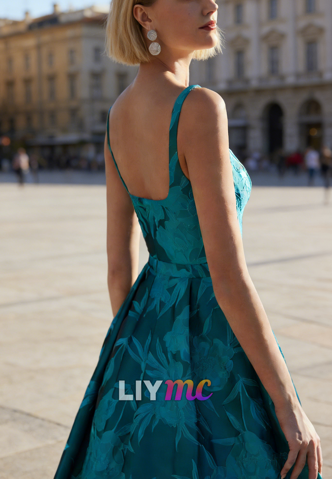 Sweetheart Straps Floral Printed A-Line Evening Dress