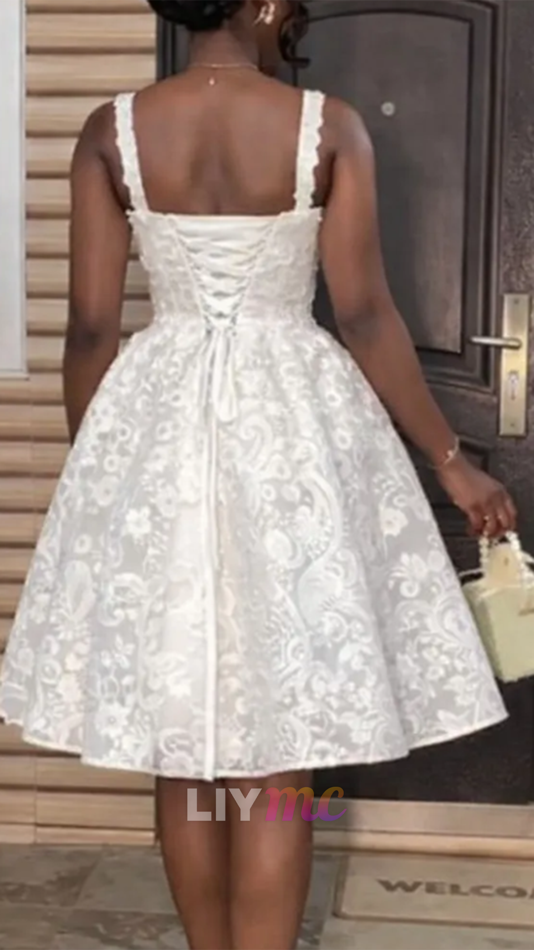 Sweetheart Straps Lace Appliques Keen-Length A-Line Wedding Dress