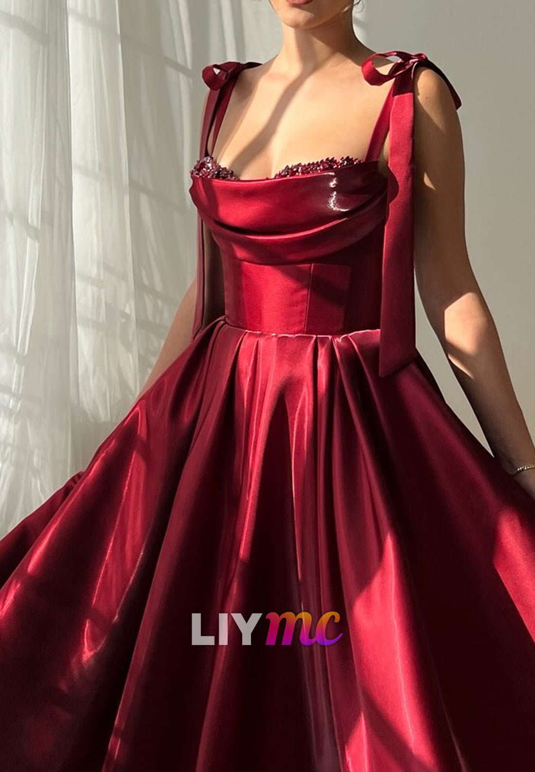 Sweetheart Straps Pleated A-Line Midi Prom Dress