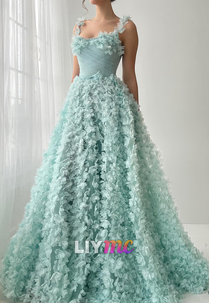 Sweetheart Straps Pleated Ball Gown Prom Dress