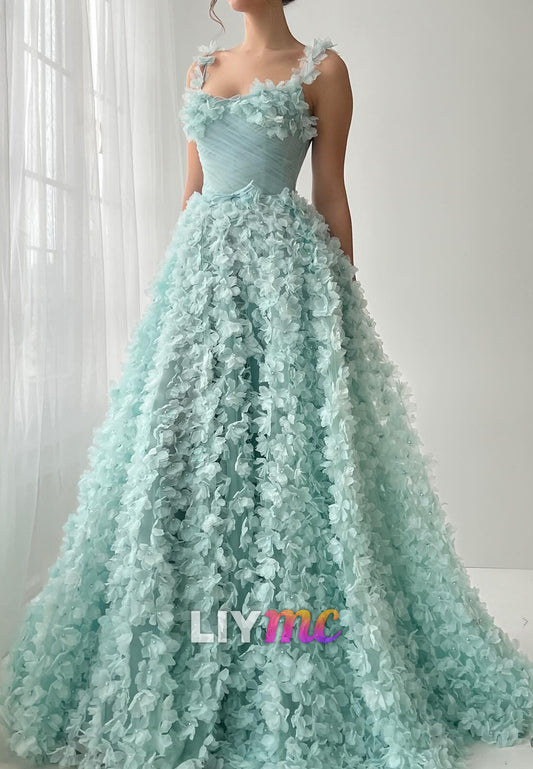 Sweetheart Straps Pleated Ball Gown Prom Dress
