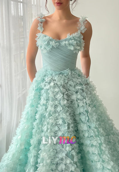 Sweetheart Straps Pleated Ball Gown Prom Dress