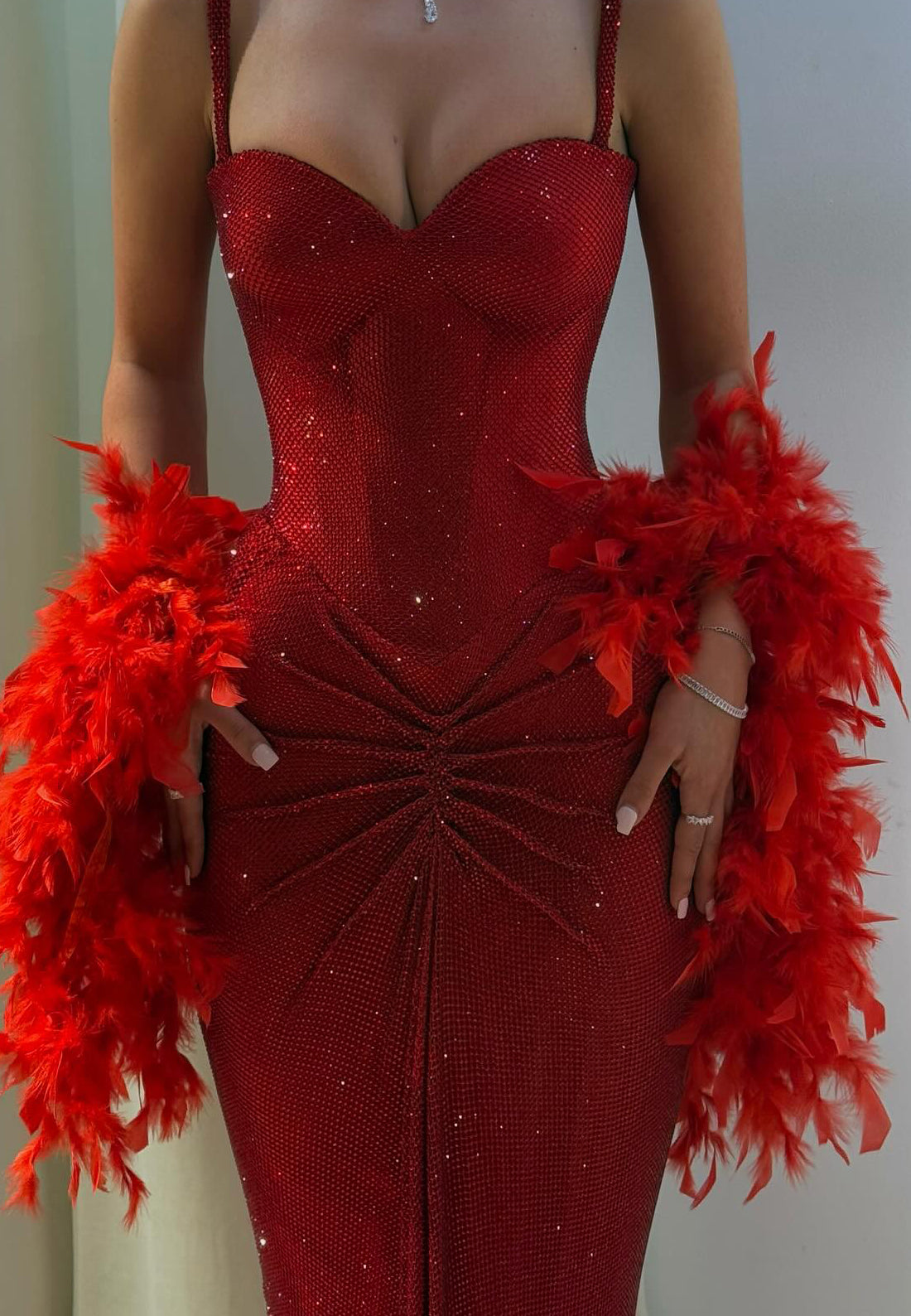 Sweetheart Straps Pleated Sparkly Prom Dress