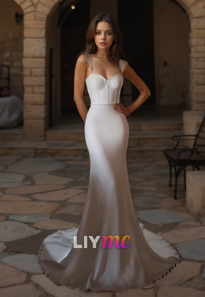 Sweetheart Straps Sleek Mermaid Beach Wedding Dress