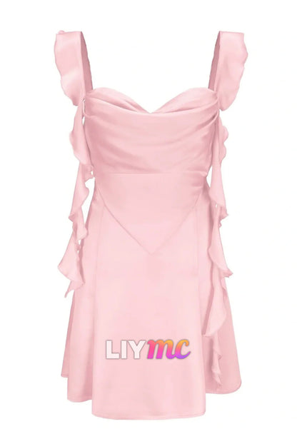 Sweetheart Straps Sleek Ruffles A-Line Party Homecoming Dress