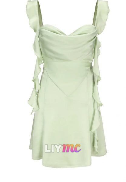 Sweetheart Straps Sleek Ruffles A-Line Party Homecoming Dress