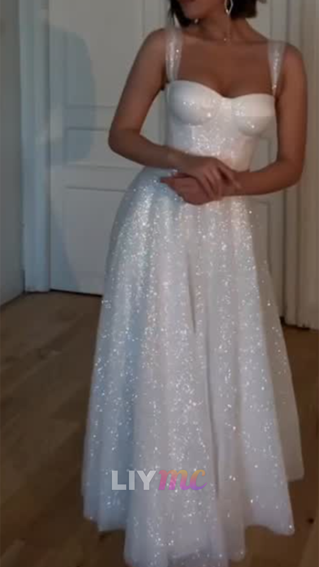 Sweetheart Straps Sparkly A-Line Evening Dress