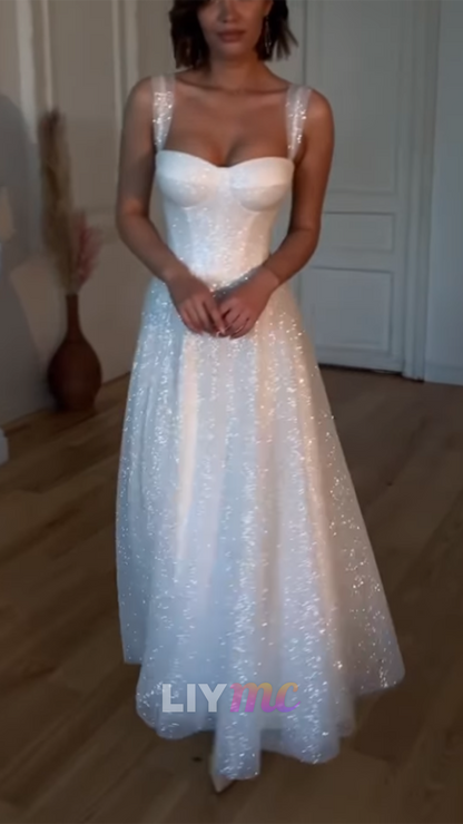 Sweetheart Straps Sparkly A-Line Evening Dress