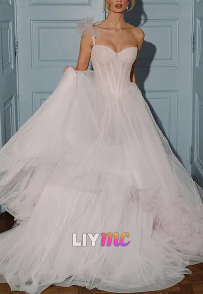 Sweetheart Straps Tulle A-Line Wedding Dress