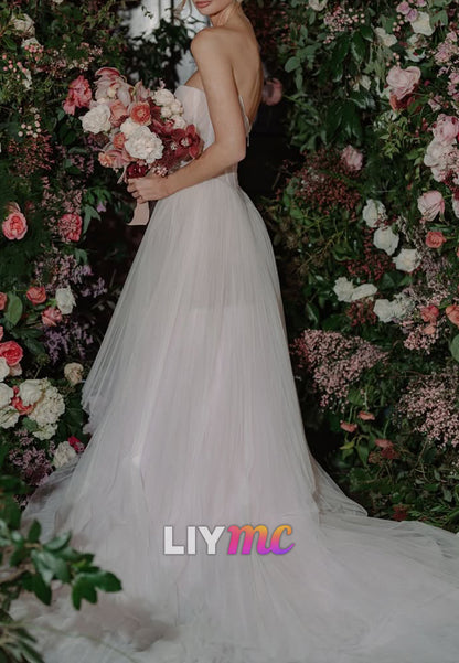 Sweetheart Straps Tulle A-Line Wedding Dress