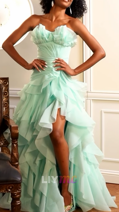 Sweetheart TIiered Ruffled A-Line Prom Dress