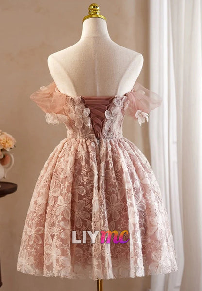 Sweetheart Tulle Appliques A-Line Short Party Homecoming Dress