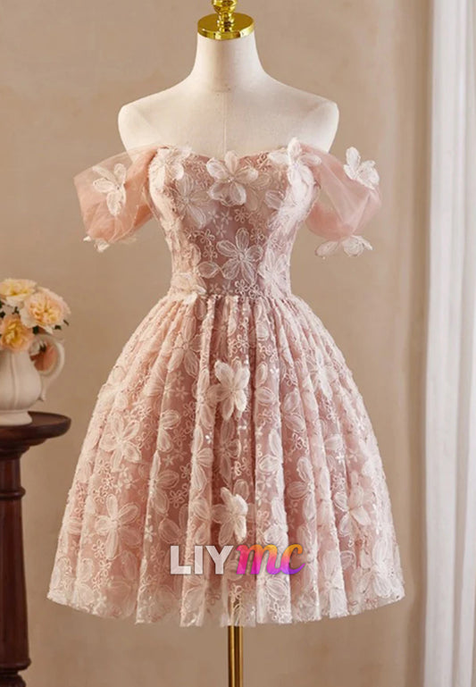 Sweetheart Tulle Appliques A-Line Short Party Homecoming Dress