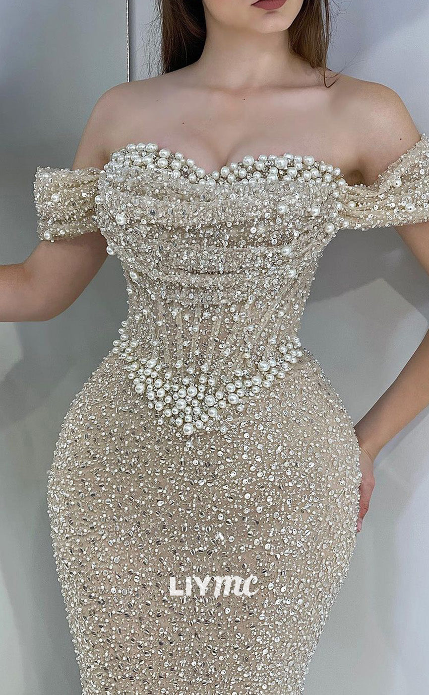 LP2022 - Sweetheart Strapless Beaded Fitted Mermaid Prom Dress