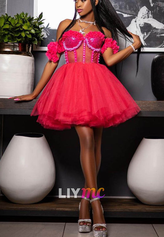 Sweetheart Sleeveless Tulle A-Line Party Homecoming for Black Girls