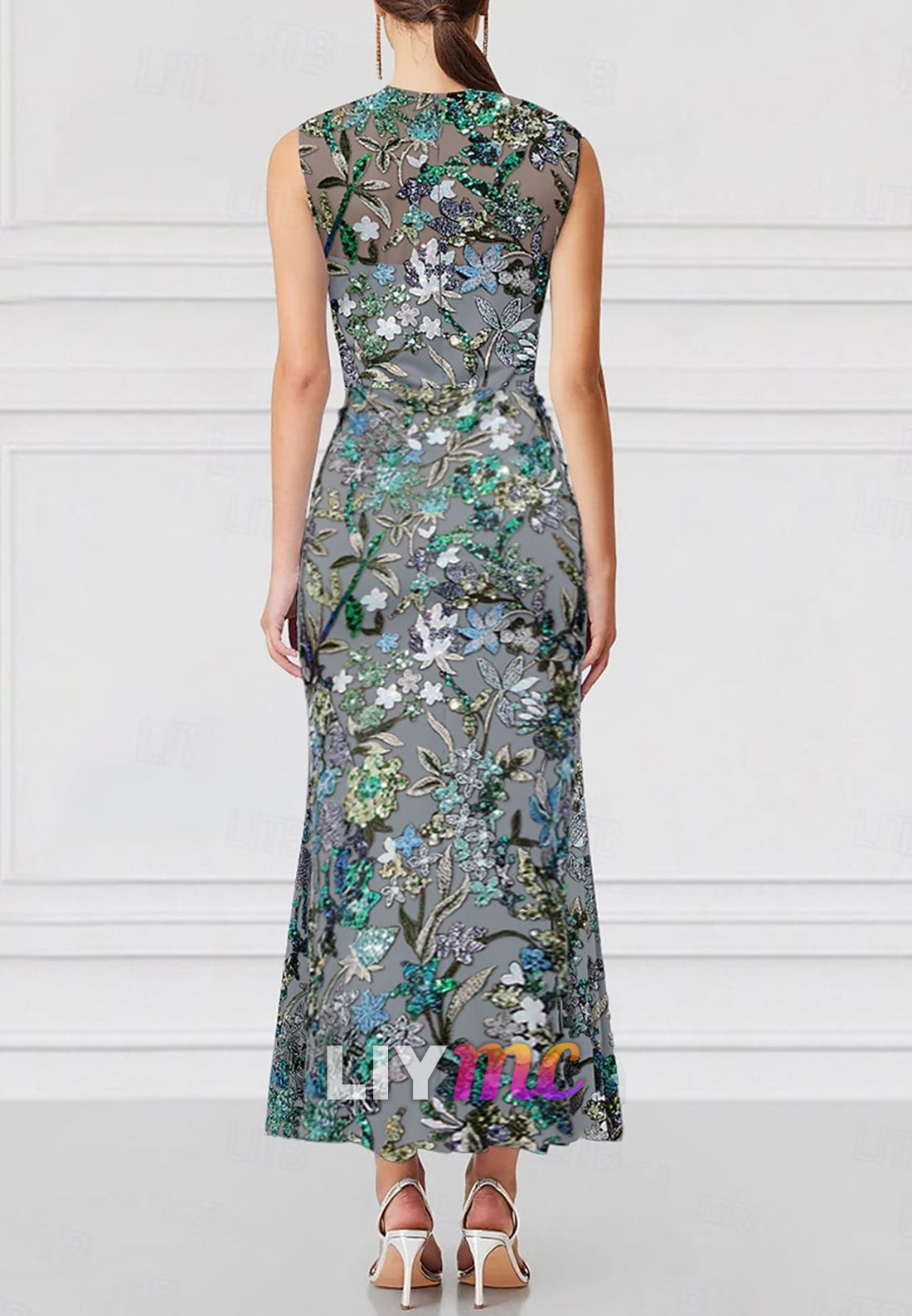 Trumpet Cocktail Dresses Embroidered Elegant Formal Wedding Guest Floor Length Sleeveless
