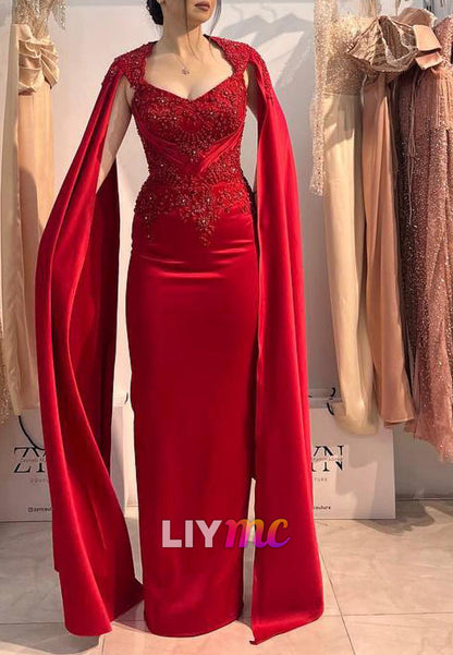 V-Neck Appliques Fitted Sleeveless Sheath Evening Dress