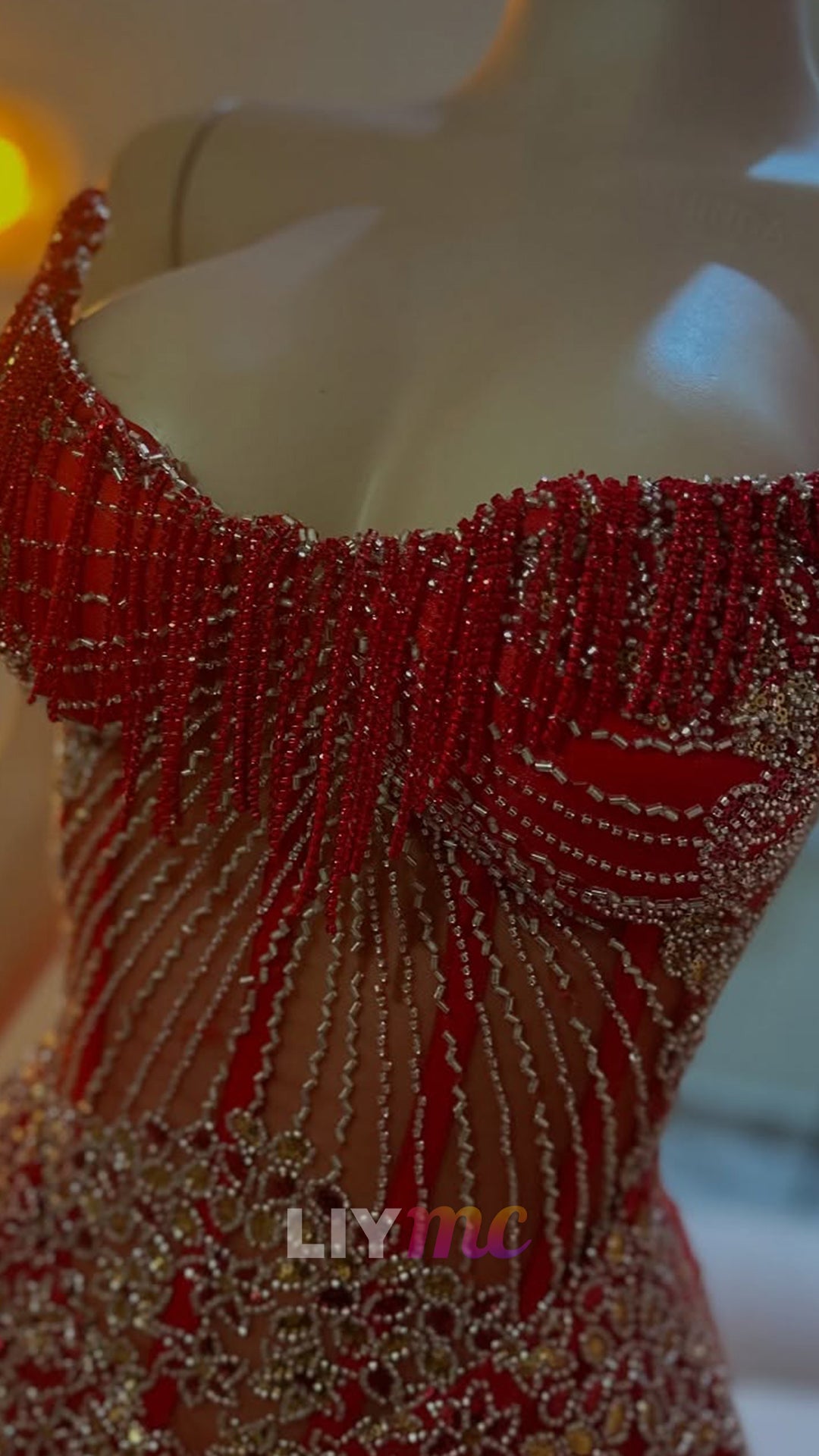 V-Neck Beaded Embroidery Mermaid Prom Dress