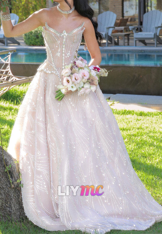 V-Neck Beaded Embroidery Sleeveless A-Line Sparkly Evening Dress