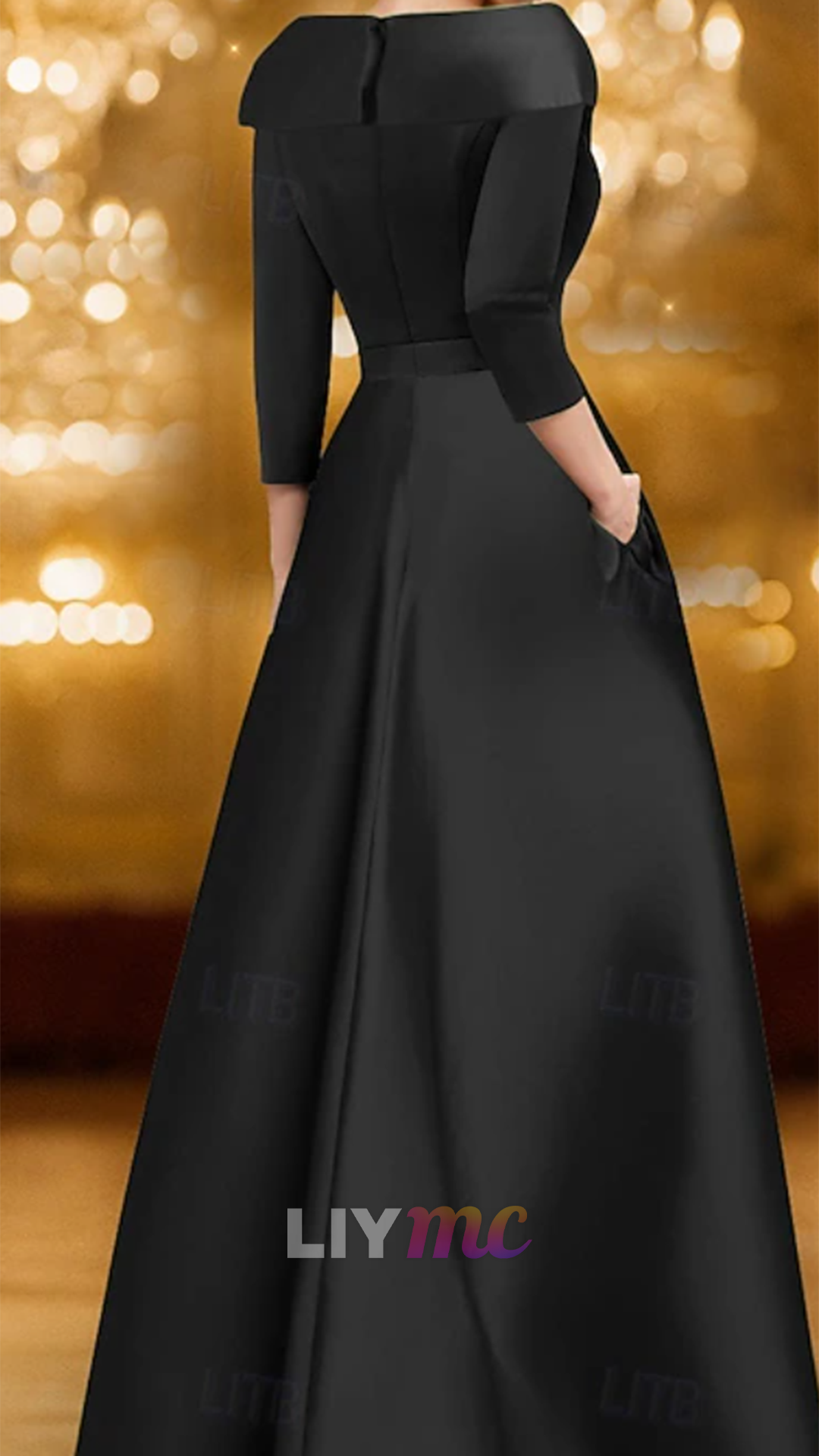 V-Neck Half Sleeves Sequins Appliques Mermaid Mother of Bride Dress