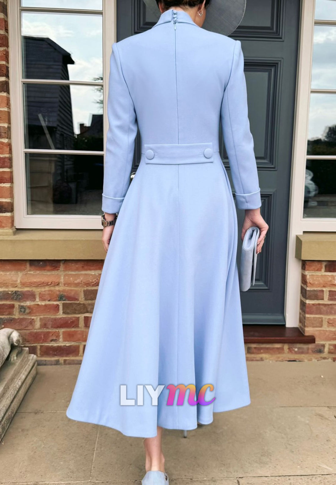 V-Neck Long Sleeves Blazer A-Line Mother of Bride Dress