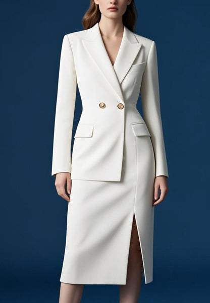 V-Neck Long Sleeves Blazer Button Sheath Work Dress
