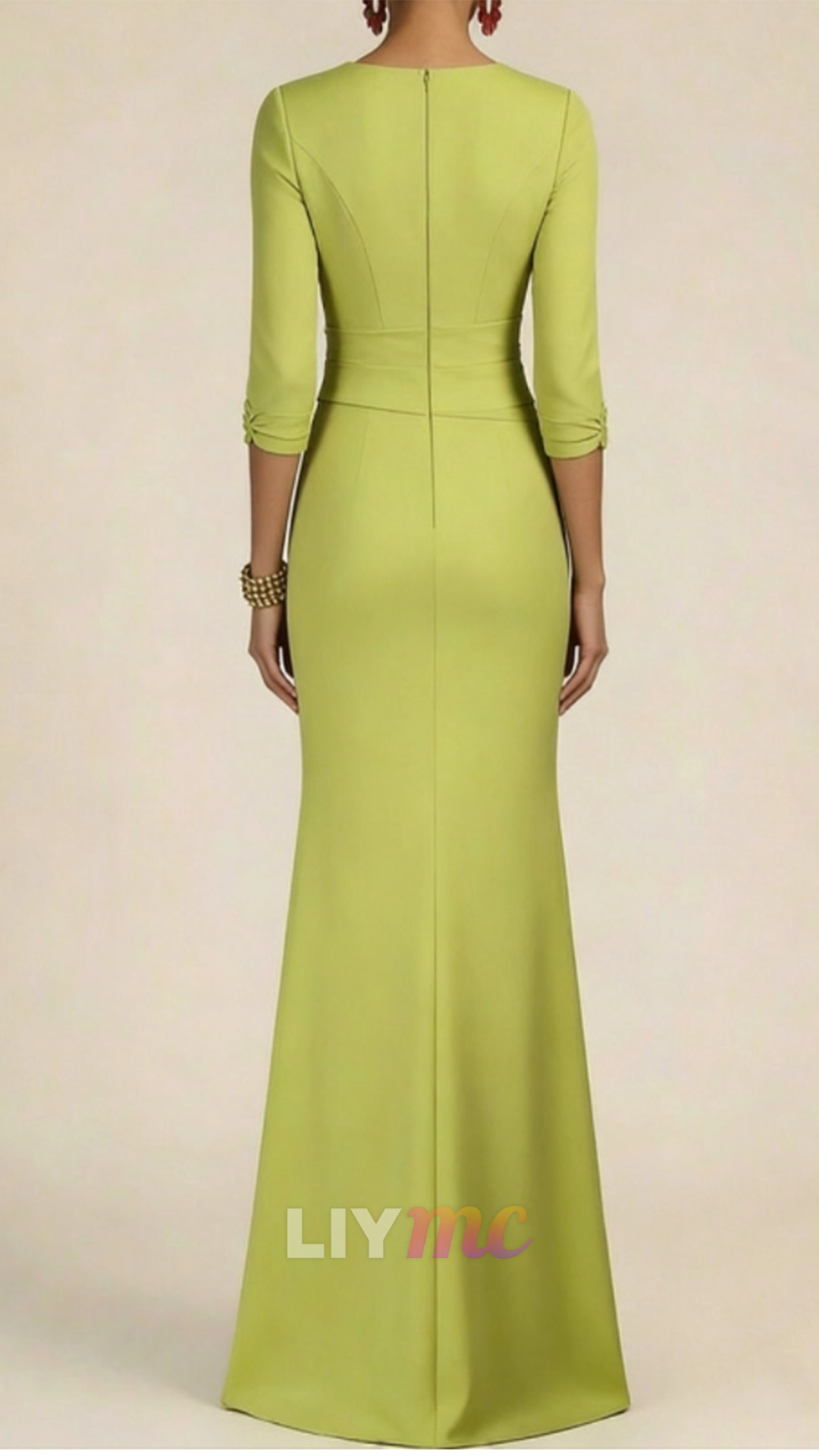 V-Neck Long Sleeves Sleek Mermaid Evening Dress