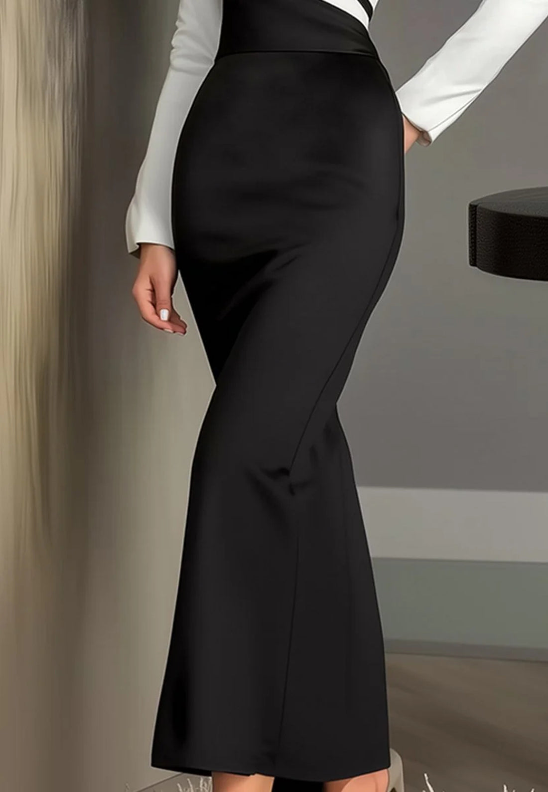V-Neck Long Sleeves Sleek Mermaid Work Dress