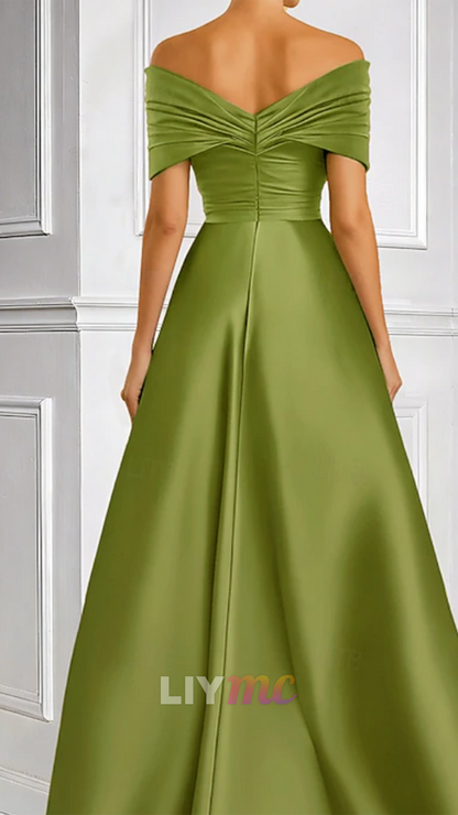 V-Neck Short Sleeves Appliques Mermaid Mother of Bride Dress