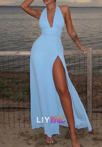 V-Neck Sleeveless A-Line Wedding Guest Dress