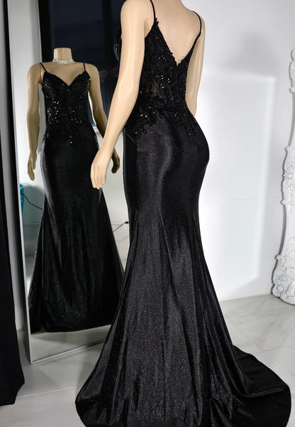 V-Neck Sleeveless Appliques Sleek Mermaid Prom Dress for Black Girls