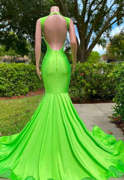 V-Neck Sleeveless Beaded Pleated Mermaid Prom Dress for Black Girls