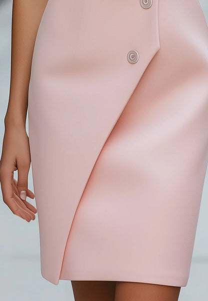 V-Neck Sleeveless Belt Sheath Midi Work Dress