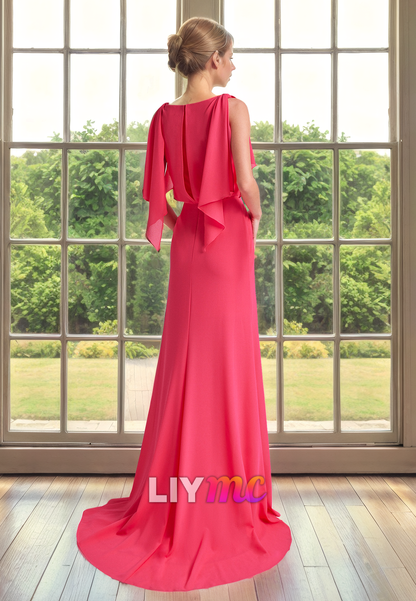 V-Neck Sleeveless Chiffon Long Mother of Bride Dress Cocktail Dress