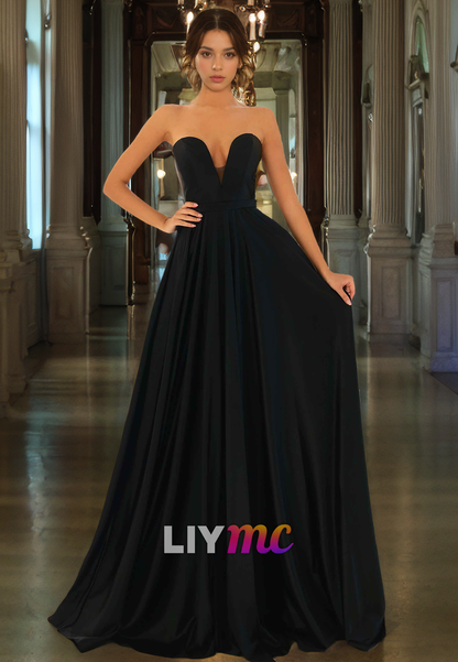 V-Neck Sleeveless Pleated A-Line Prom Dress