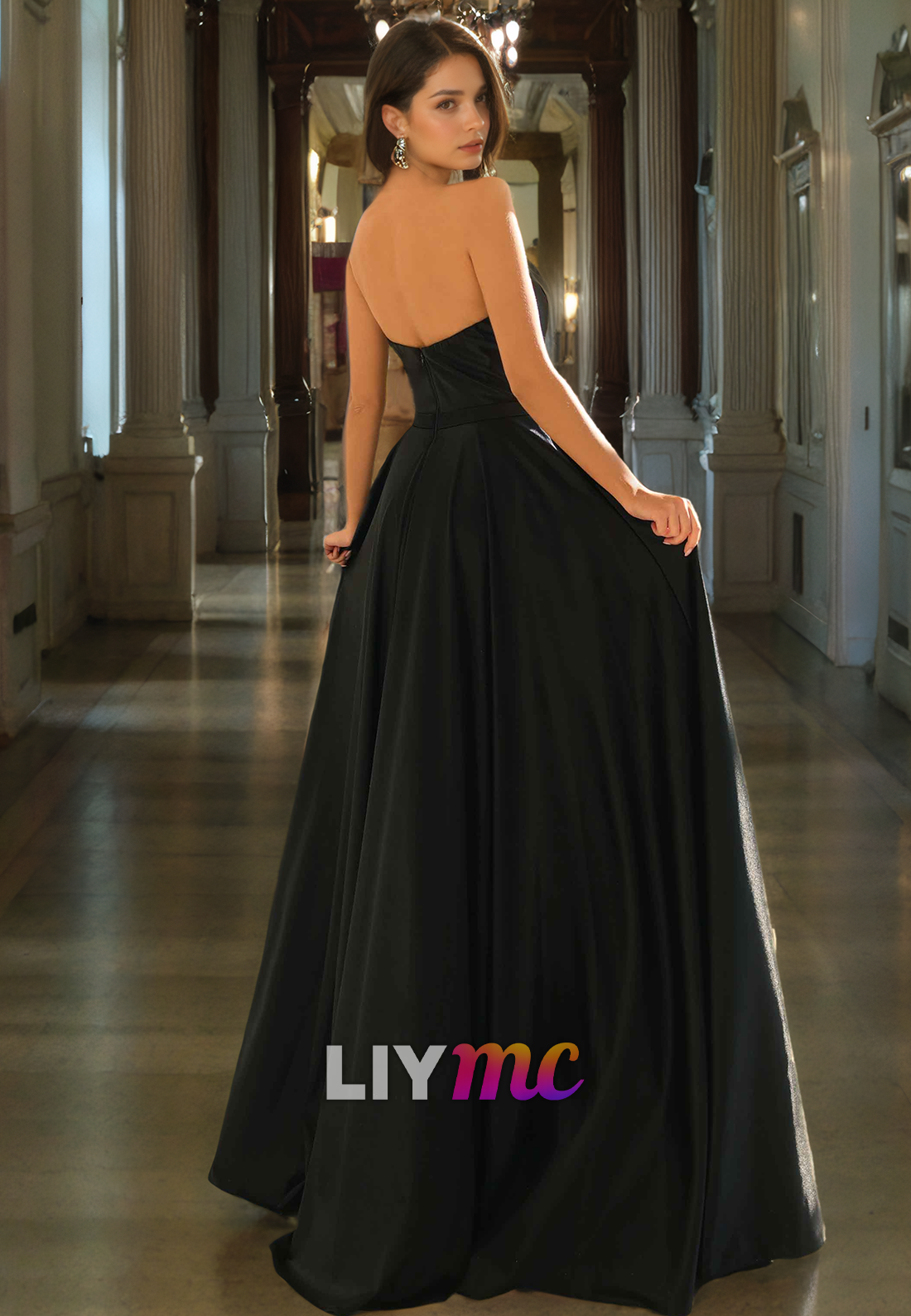 V-Neck Sleeveless Pleated A-Line Prom Dress