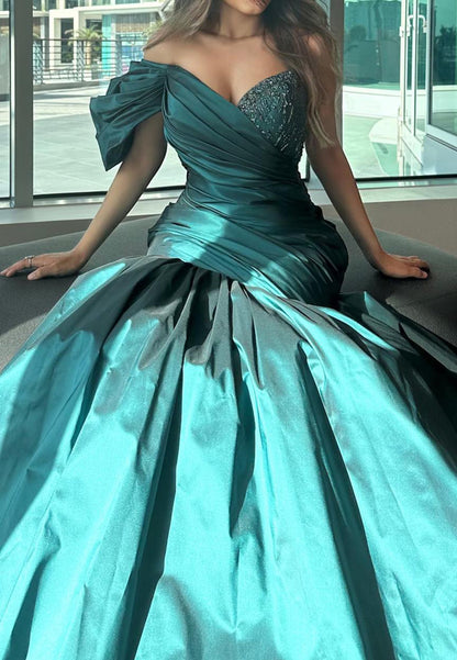 V-Neck Sleeveless Pleated Mermaid Formal Dress