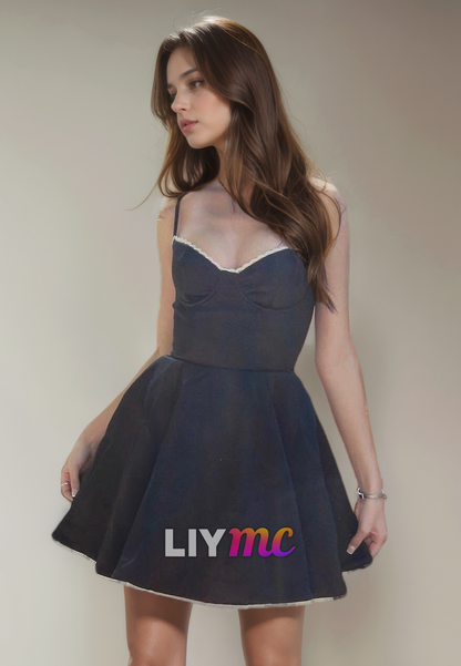 V-Neck Sleeveless Pleated Sleek A-Line Short Homecoming Dress