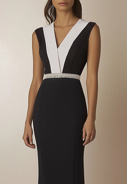 V-Neck Sleeveless Sheath Ankle-Length Work Dress