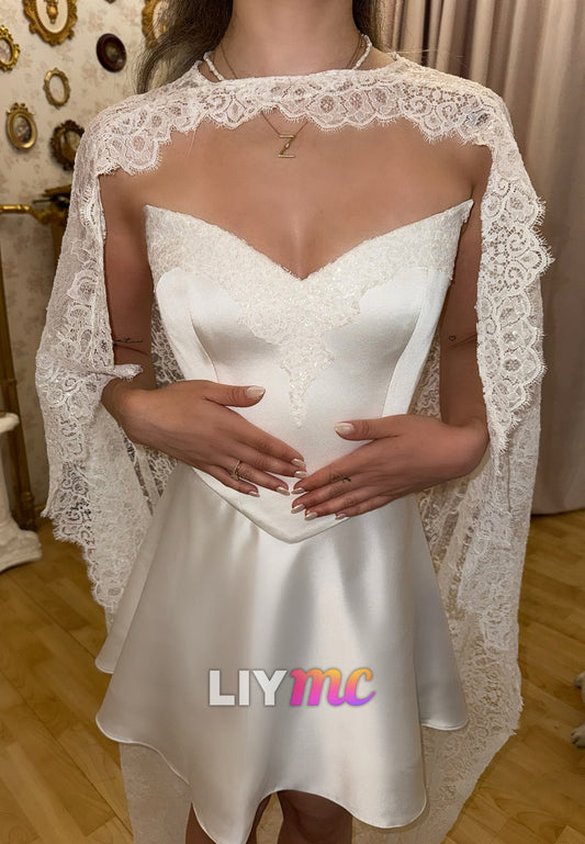 V-Neck Sleeveless Sleek A-Line Short Weddding Dress