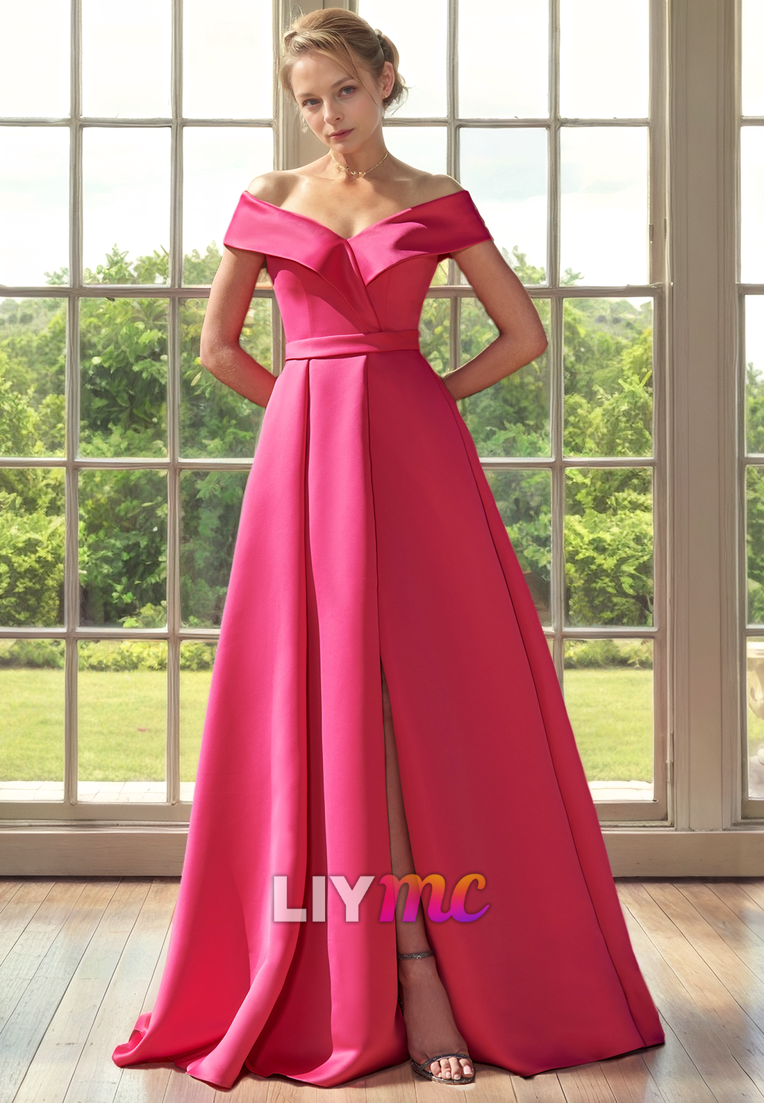 V-Neck Sleeveless Sleek Satin Pleated A-Line Mother of Bride Dress Cocktail Dress