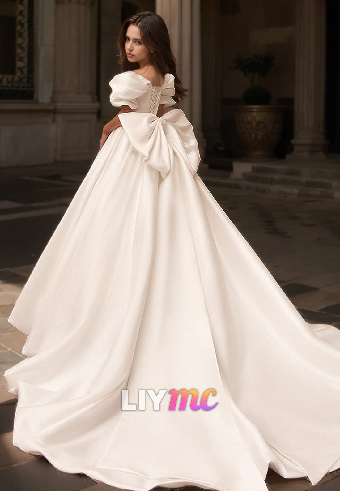 V-Neck Strapless Pleated Sleek Pleated Satin A-Line Wedding Dress