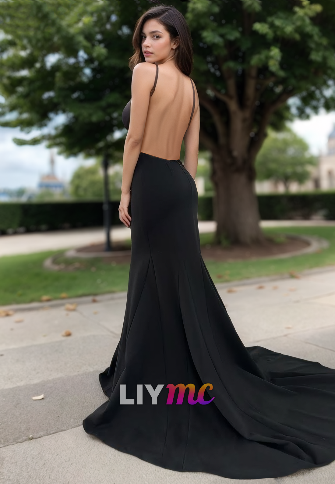 V-Neck Open Back Illusion Mermaid Prom Dress