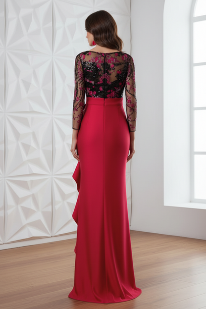 Scoop  Dress with Ruffled Appliques Mother of Bride Dress