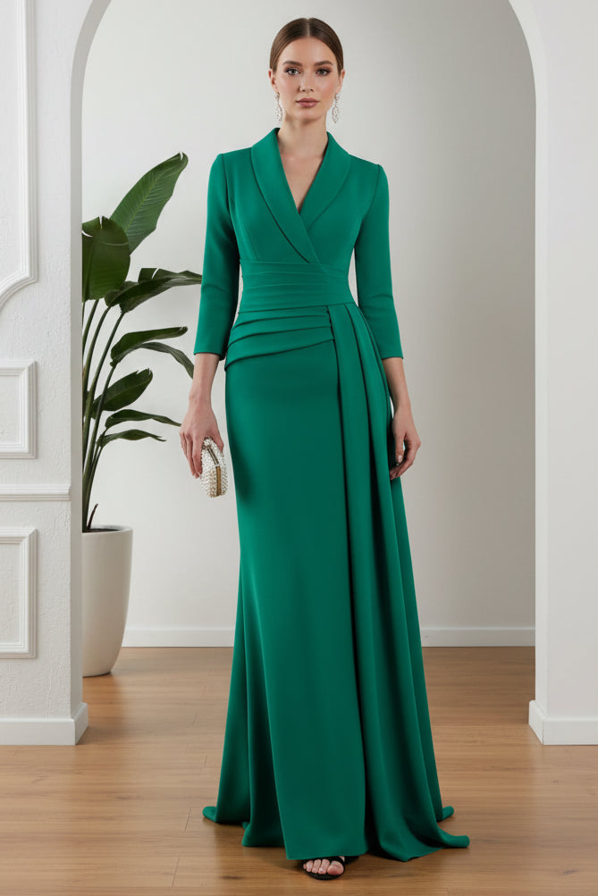 V-Neck Long Sleeves Mother of Bride Dress Mermaid Dress