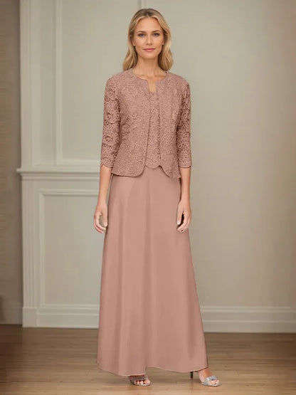 Glitter Lace & Satin Skirt Jacket Dress with Open Jacket