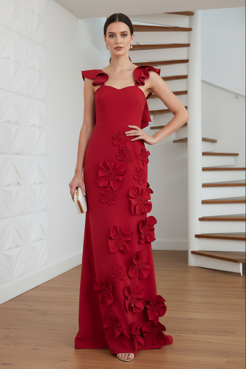 Sweetheart Floral Appliques A-Line Formal Dress