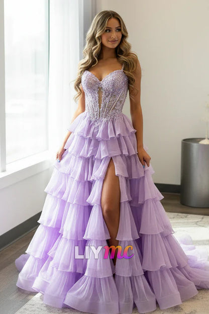 Off Shoulder A Line Corset Lace Appliqued Prom Dresses Long with Ruffled